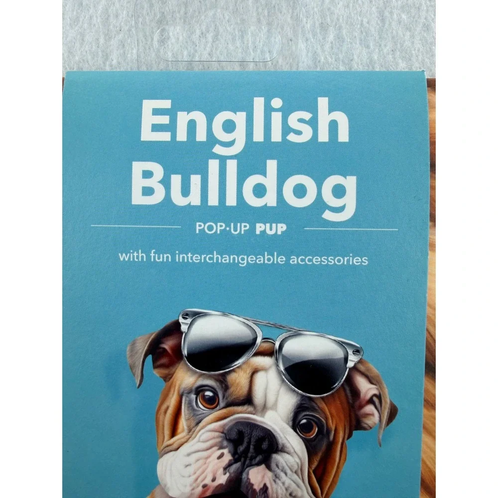 New Freshcut Paper English Bulldog Pop-Up Pup 3D Greeting Card with Accessories